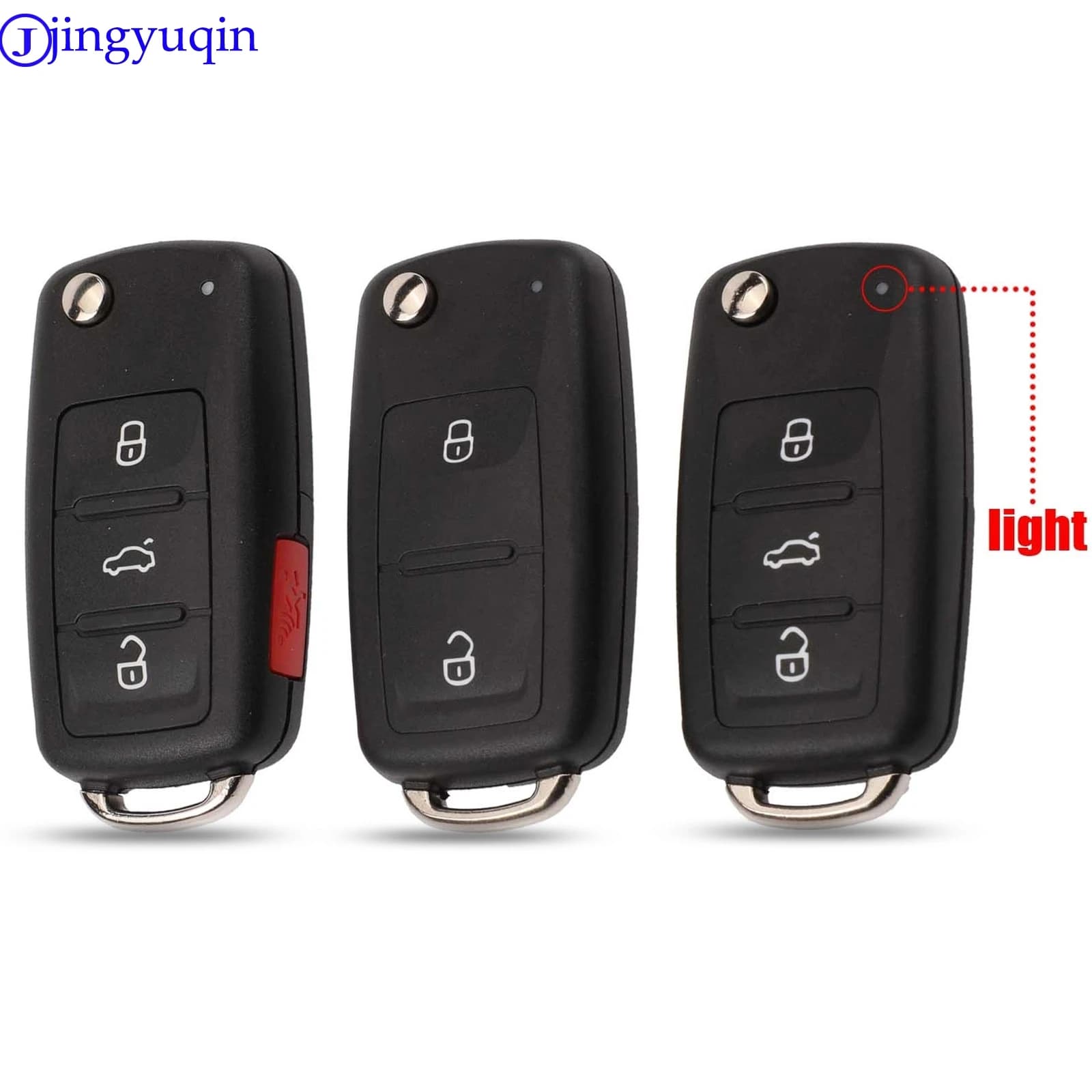 Jingyuqin Vibration Fob Case Key Auto Key Shell Cover Distance For VW/VOLKSWAGEN Caddy Eos Golf Jetta Beetle Polo Up tiguan (5K0837202AD )