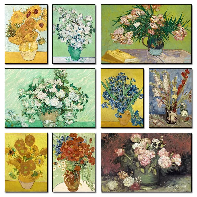 1pcs(No frame) Van Gogh Famous Painting Still Life Flowers Posters Prints Canvas Printing Vintage Wall Art Picture for Living