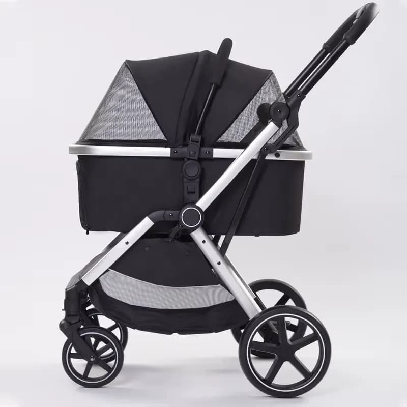 2025 New Durable 3 in 1 Aluminum Pet Trolley Customized Pet Stroller Dog with Detachable Big Carrier