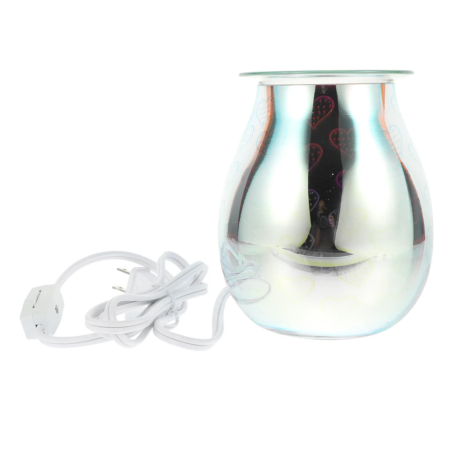1Pcs Elegant 3D Glass Fragrance Lamp Heart Design Electric Aroma Warmer Home Fragrance Diffuser Scented Wax Melter Bulb Wax