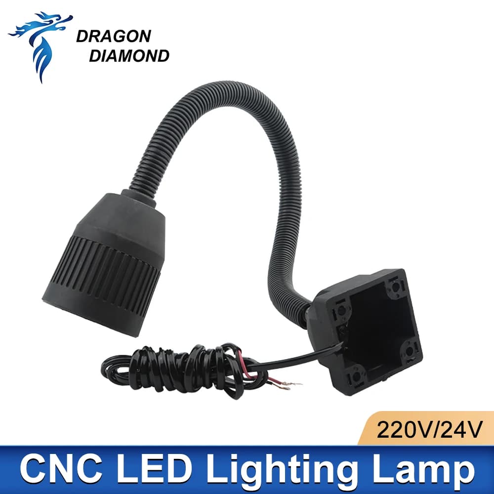 Lampada da lavoro a LED per laser CO2 220/24V con collo flessibile, industriale, per incisione laser, fresatura e illuminazione di macchine utensili
