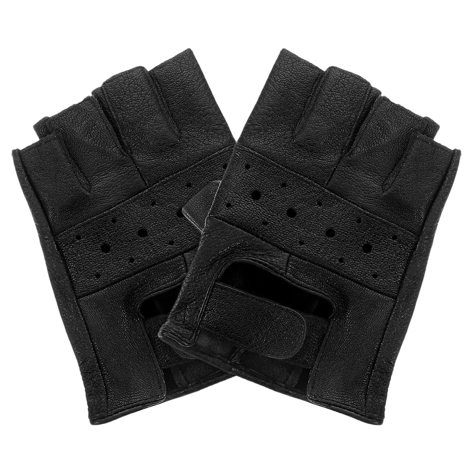 Guanti Neri Senza Dita per Uomo, Mezze Dita, per Ciclismo, Moto, Palestra, Fitness, Allenamento, Sport all'Aperto, Compatibili con Touchscreen