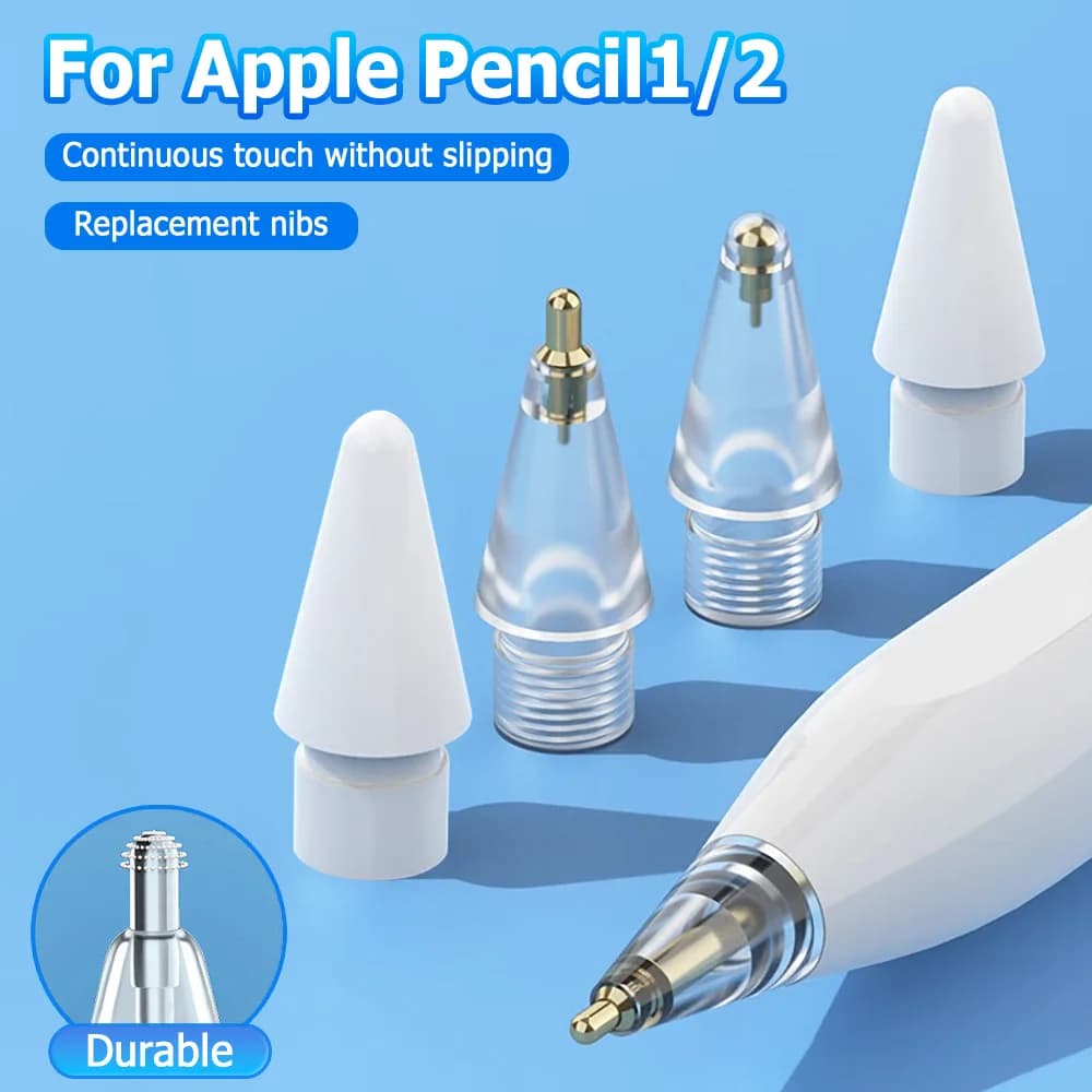 Replacement Nibs For Apple Pencil 2 1 Gen Transparent Metal Stylus Tips Pen Tip For iPad Apple Pencil 1st 2nd Pencil Accessories