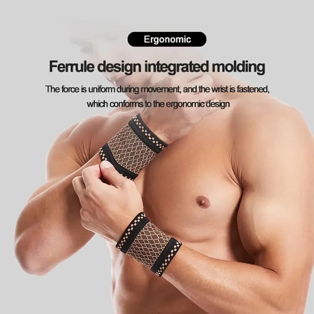 1 Paio di Supporti per Polso in Fibra di Rame e Nylon, Traspiranti, Elastici e Morbidi, Assorbenti del Sudore