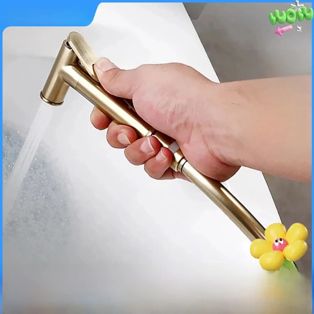 Acqua calda e fredda ibrida a parete manuale in ottone spazzolato oro con supporto bagno cucina rubinetto WC spruzzatore bidet