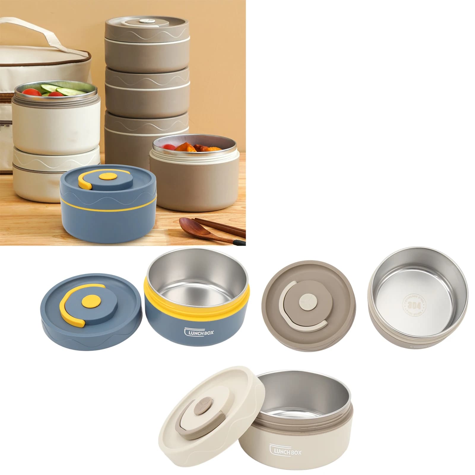 Contenitore termico per il pranzo, pentola termica in acciaio inossidabile, scatola portatile per la conservazione degli alimenti, modello con riscaldamento e isolamento rinforzato