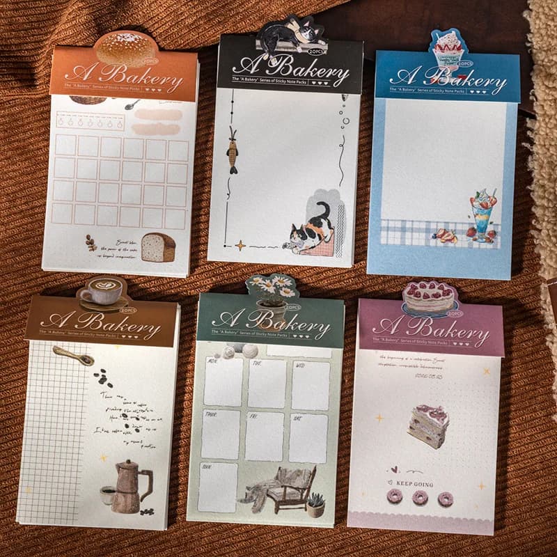 Confezione da 1/2 Pezzi, 6 Stili, Blocco Note a Tema Pasticceria, Carta Decorativa di Alta Qualità per Scrapbooking e Decorazioni