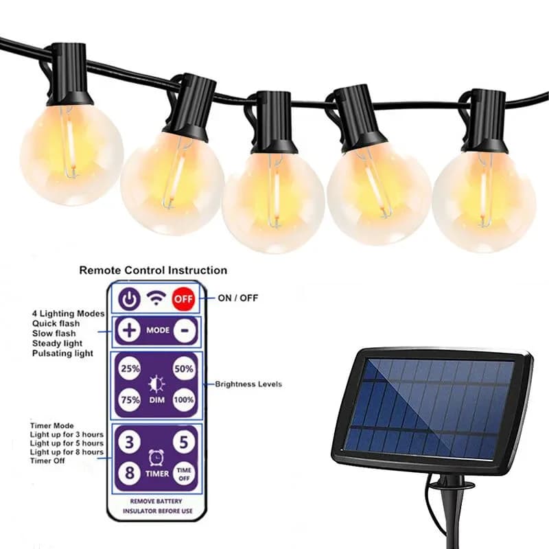 Lampada da esterno a LED solare Lampadine G40 Lucine per la decorazione del giardino da campeggio Ghirlanda stradale 10/25/30/50 lampadine Illuminazione da campeggio