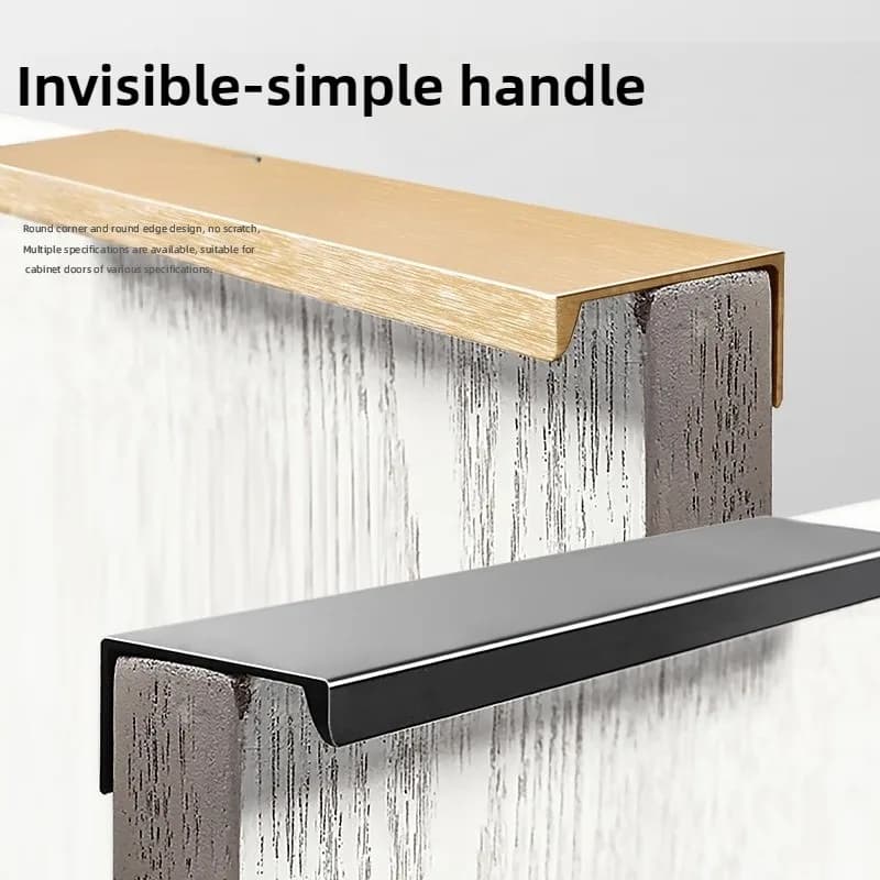 Maniglie per mobili nascoste in oro nero Maniglie per armadi da cucina in lega di alluminio Manopole per cassetti Maniglia per mobili Hardware per camera da letto