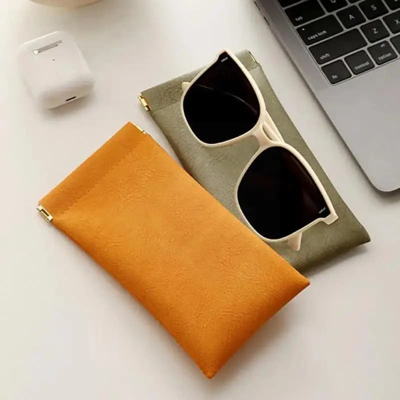 5 Pezzi Custodia per Occhiali da Lettura in Pelle PU con Chiusura Automatica, Cover per Occhiali da Sole, Custodia Protettiva Leggera Impermeabile per Occhiali