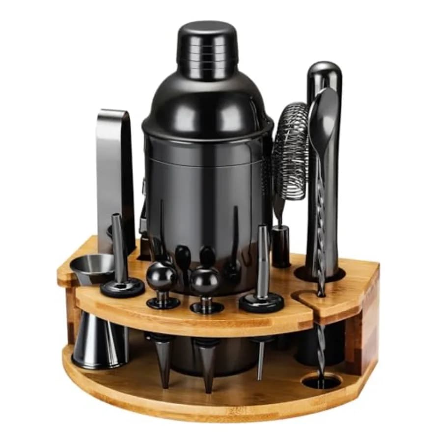 Set Shaker per Cocktail con Supporto, Kit da Barman 12 Pezzi, Set Mixer per Bevande con Accessori da Bar in Acciaio Inox: Shaker da 25oz