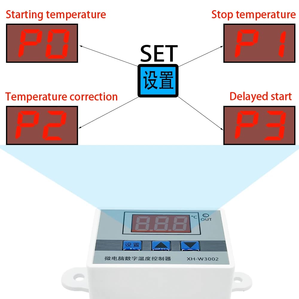 W3002 Thermostat for microcomputers with digital temperature control Thermometer New thermoregulator DC 12V DC 24V AC 220V