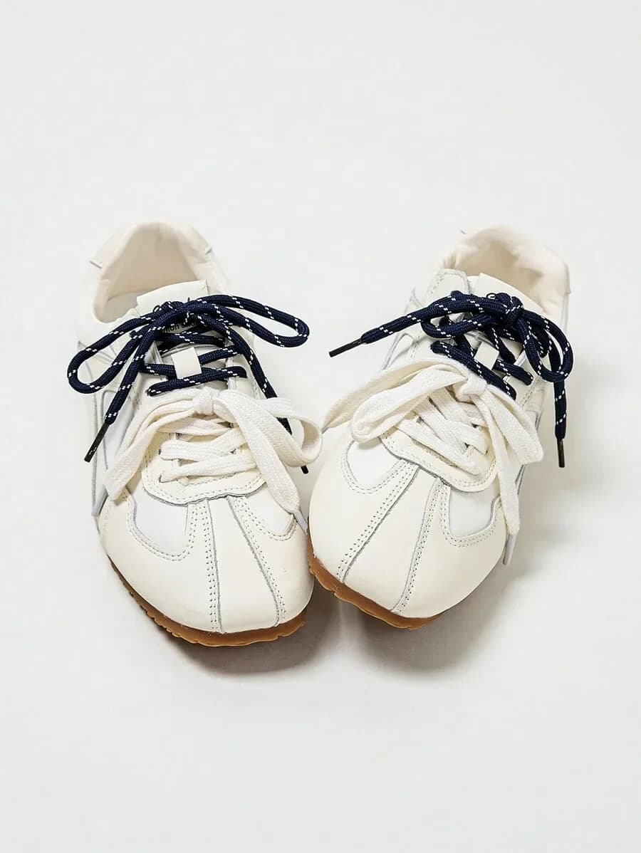 Womens Casual Fashion Sneakers With Flat Rubber Sole Lace-Up Design