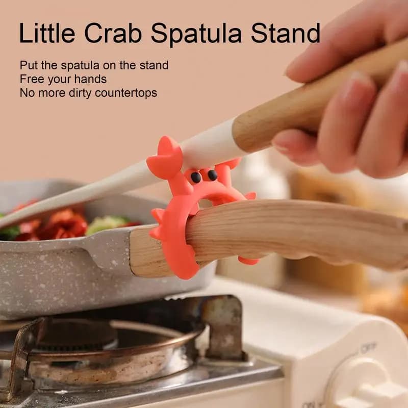 Tool Rest Silicone Crab Shaped Tool Rest Support for Support Mestol Anti-Frag Support for Top Spatula for Kitchen Gadget