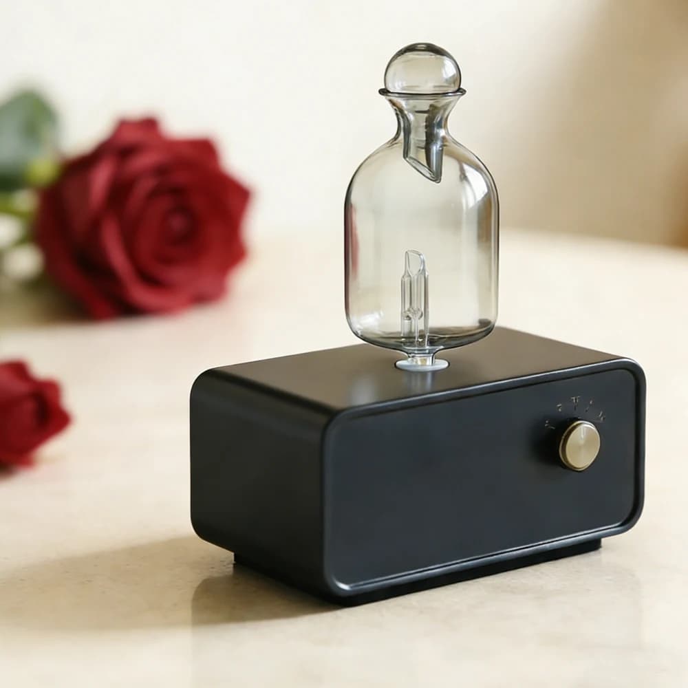 Diffusore di aromi in legno nero e vetro, diffusore portatile di oli essenziali senza acqua, deodorante per ambienti, per ufficio, casa, decorazione, hotel