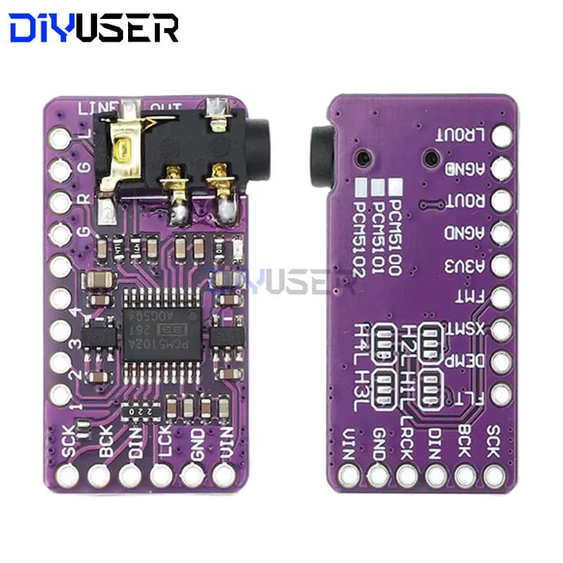 DIYUSER Interface I2S PCM5102A Decoder DAC GY-PCM5102 I2S Reader For Raspberry Pi Card Size pHAT Digital Audio Card PCM5102