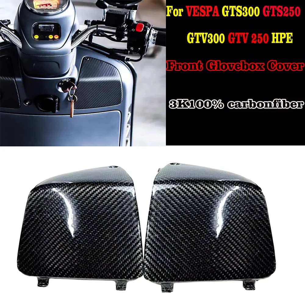Accessori moto 3K100% fibra di carbonio Anteriore Guantiera Copertura Guanto Cassetta degli attrezzi Guard Per VESPA GTS300 GTS250 GTV300 GTV 250 HPE