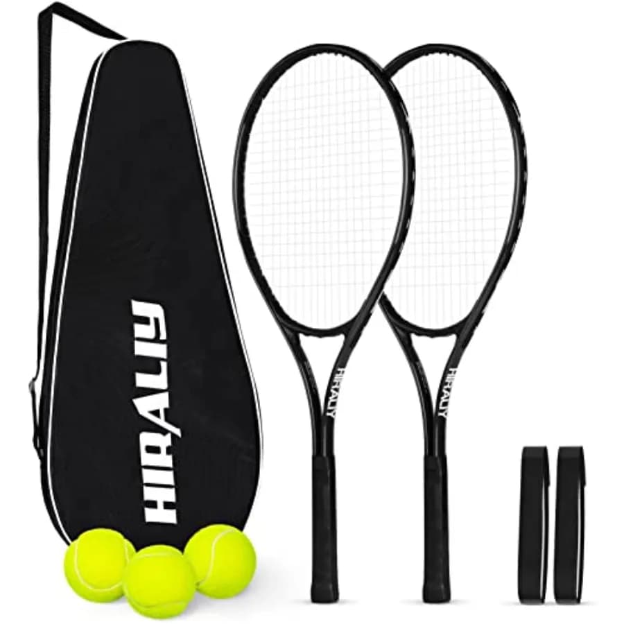 Set di 2 Racchette da Tennis per Adulti Principianti - Racchette Leggere in Alluminio da 27 Pollici con 3 Palline e Borsa da Trasporto - Vibra