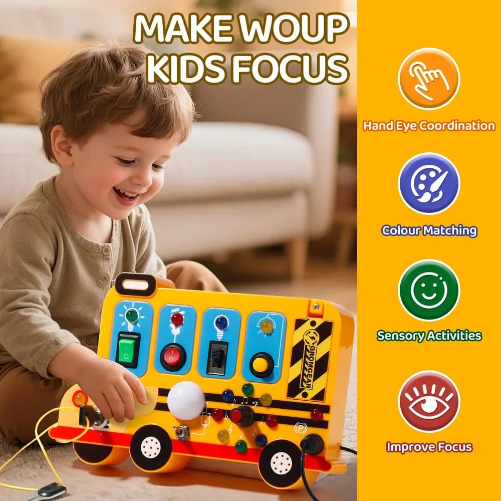 Tavola delle Attività Montessori per Bambini con Luci LED, Pannello di Simulazione Interruttori, Gioco Educativo per l'Apprendimento Precoce