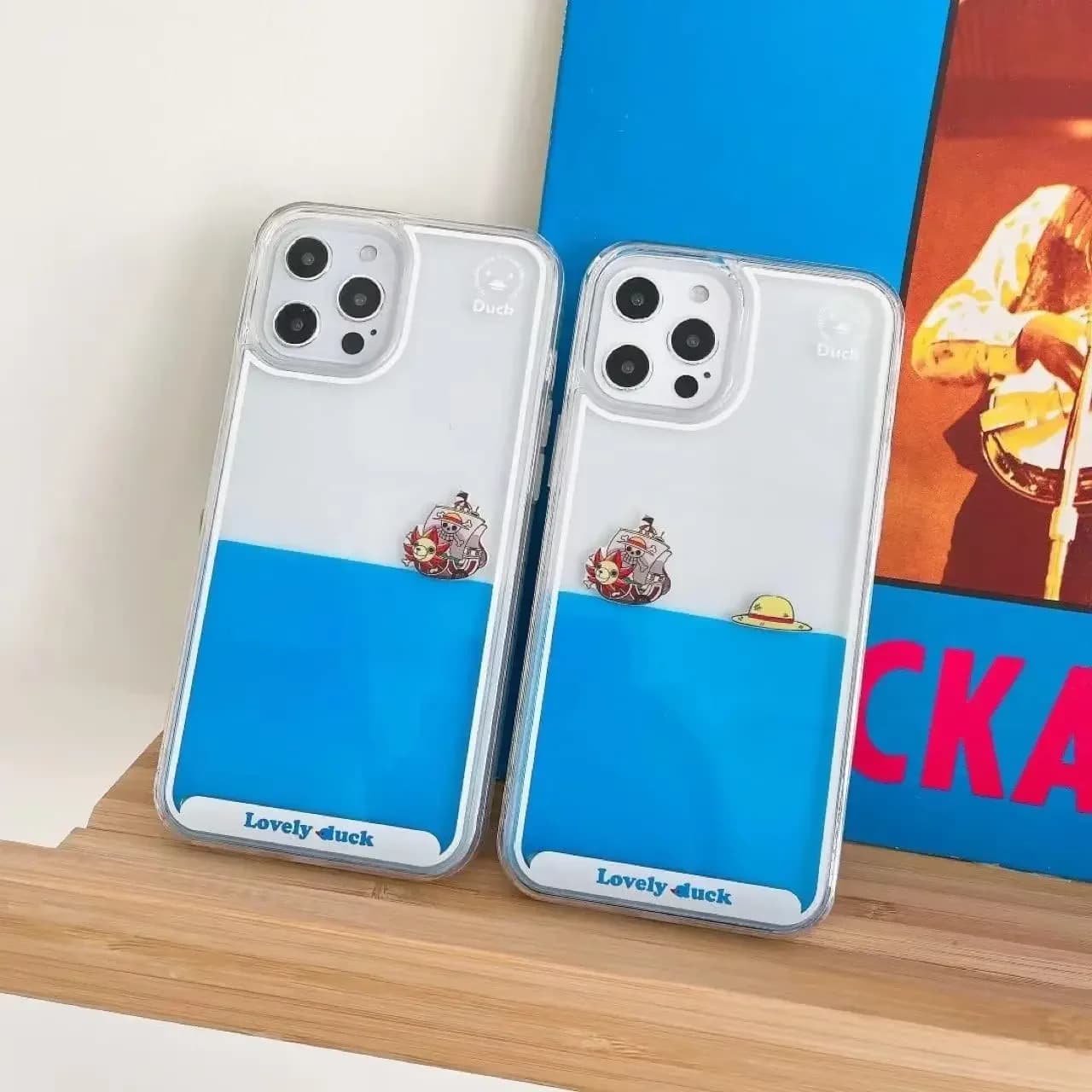 Custodia morbida trasparente con sabbie mobili liquide galleggianti per iPhone 15 Plus 14 12 11 13 Pro MAX Cartoon nave pirata icona Capa Coque