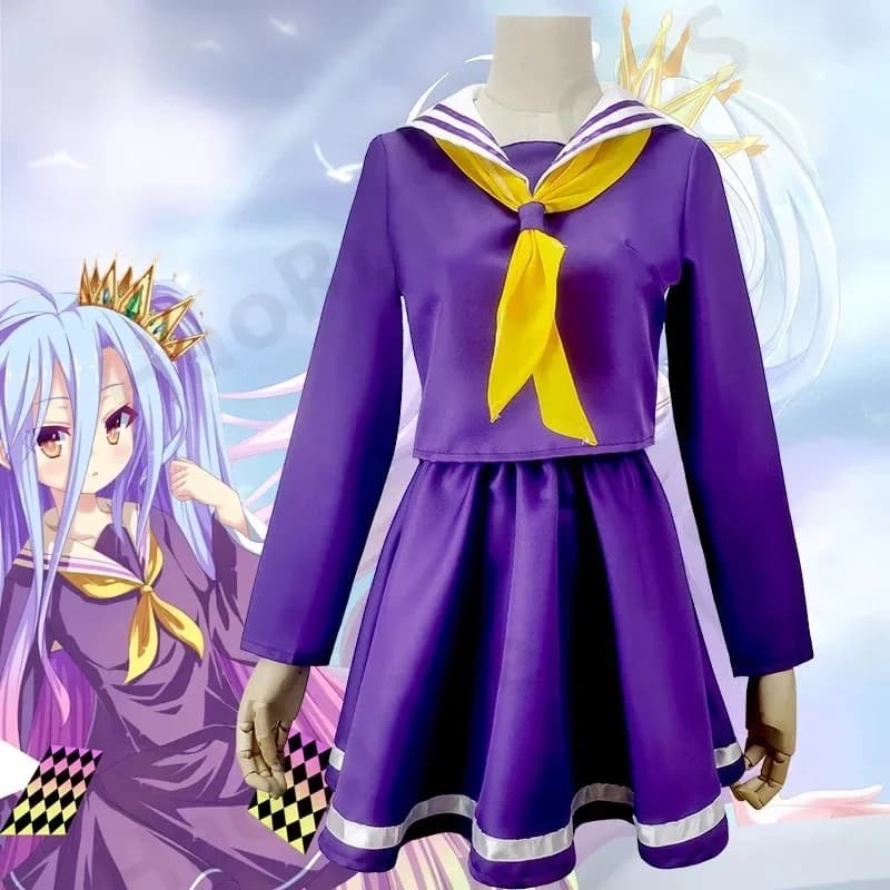 Premium Outfit Anime No game no life cosplay Shiro costume halloween women clothes carival dress wigs sailor suit Japane