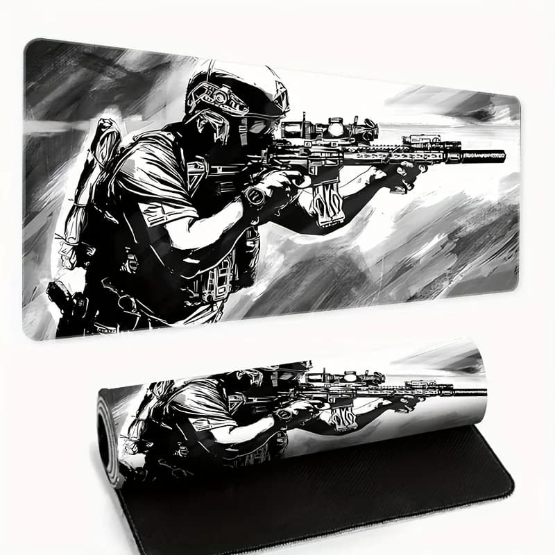 Tappetino per mouse da gioco extra large con base in gomma grafica soldato Tappetino per giocatori e tavolo da ufficio Tappetino da scrivania antiscivolo per computer ESports