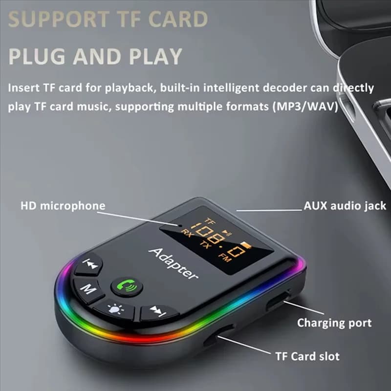 B04B-Bluetooth 5.3 Trasmettitore Ricevitore Display A LED Scheda TF Riproduzione RCA 3.5Mm AUX Adattatore Audio HIFI Per Auto PC TV Cuffie