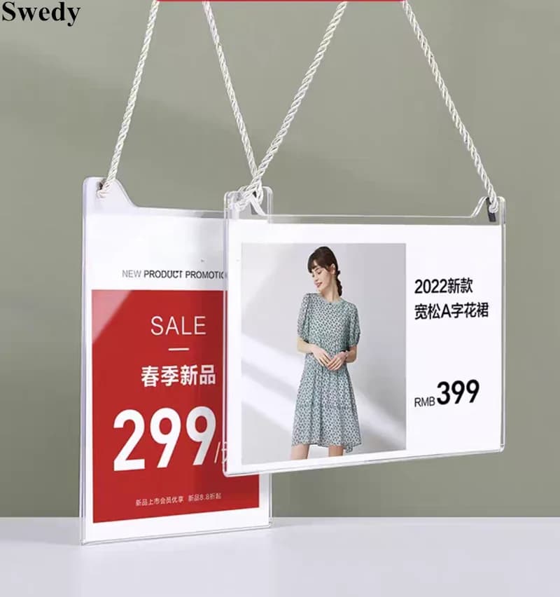 A4 210X297MM Etichetta del prezzo in acrilico delle materie prime Etichette Bordo Negozio di abbigliamento Appeso POP Cartellone per poster Elenco cartello Telaio porta cartello