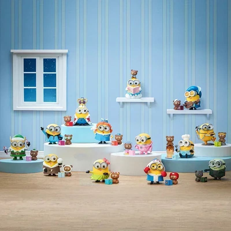 POP MART Minions Storie della buonanotte di Bob e Tim Series Blind Box Anime Action Figure Guess Bag Ornamento Figurine Modello Ragazze