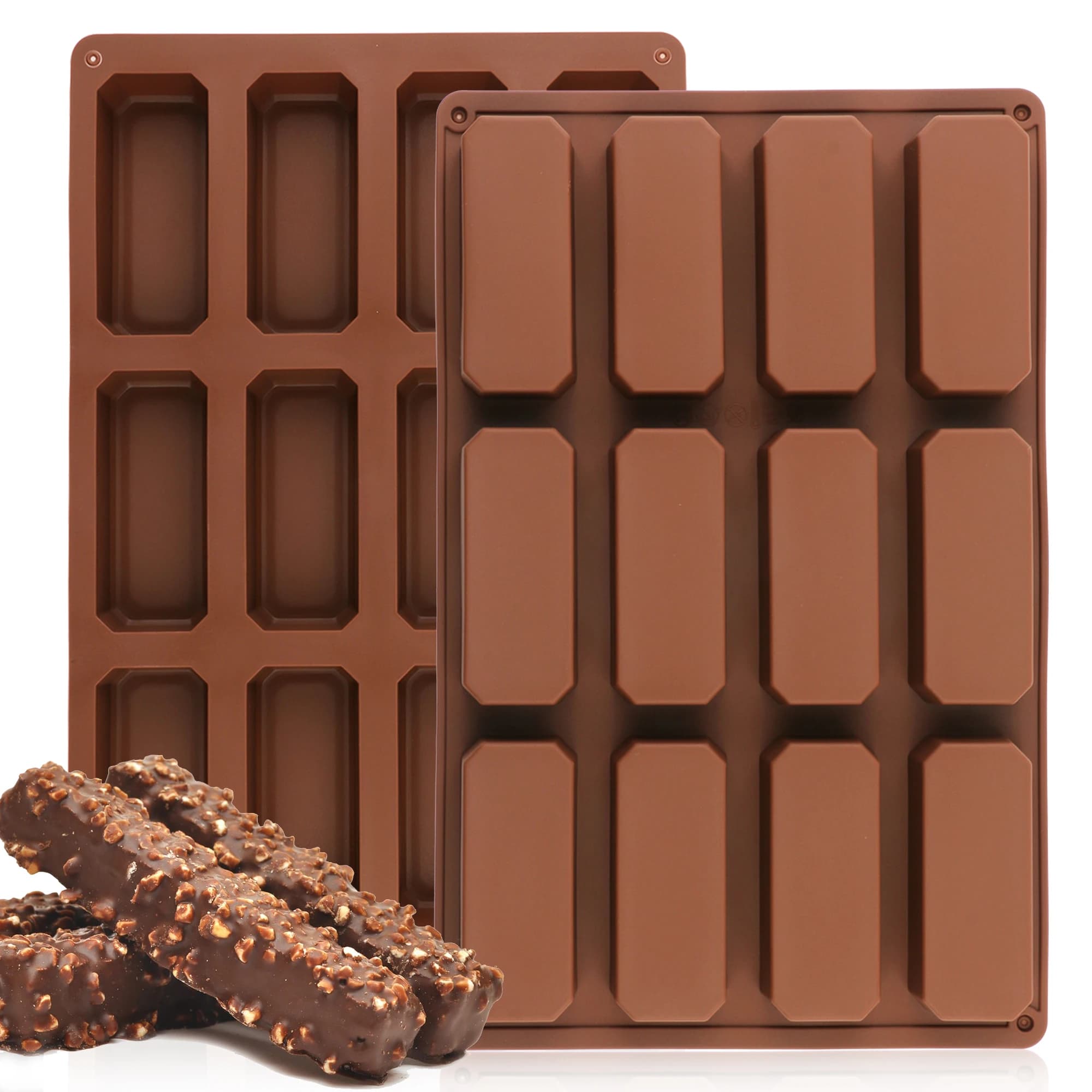 Stampo in Silicone a 12 Cavità per Barrette Energetiche, Cioccolato, Torte, Tartufi, Ganache e Burro