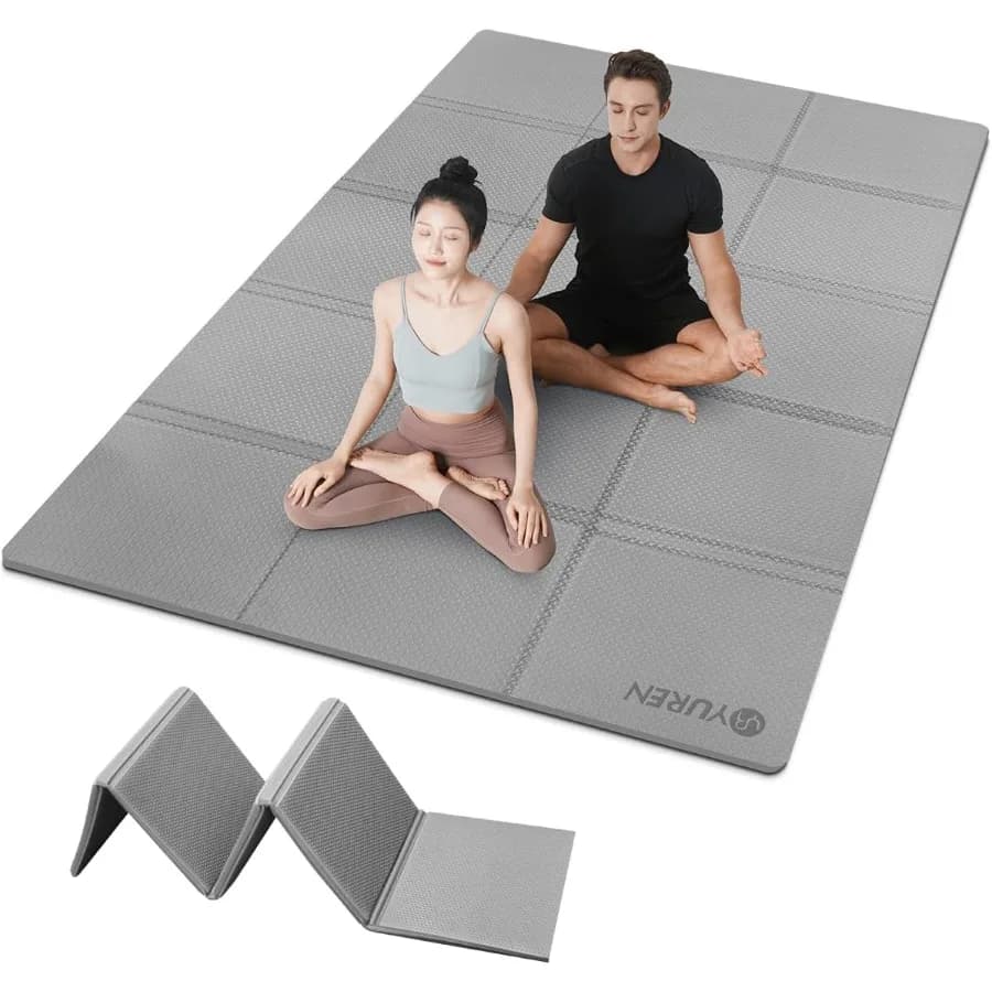 10 mm thick yoga mat extra large folding gym mat 6'x4' extra wide training mats TPE anti-slip yoga pilates cardio E