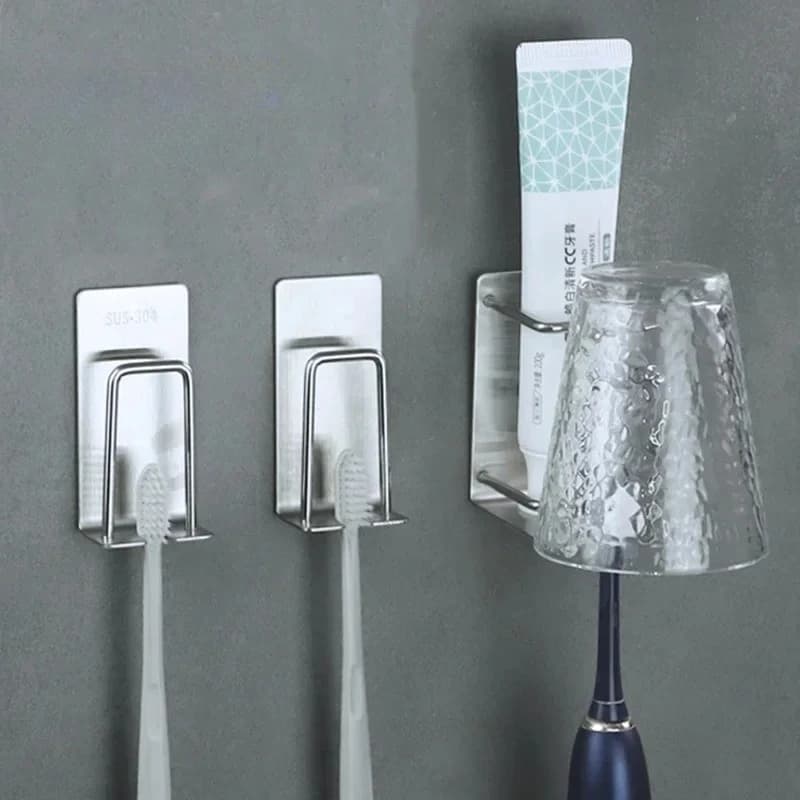1/2 pcs Stainless Steel Toothbrush Holder Shaver Cup Wall Mount Toothbrush Storage Rack Bathroom Accessories Set