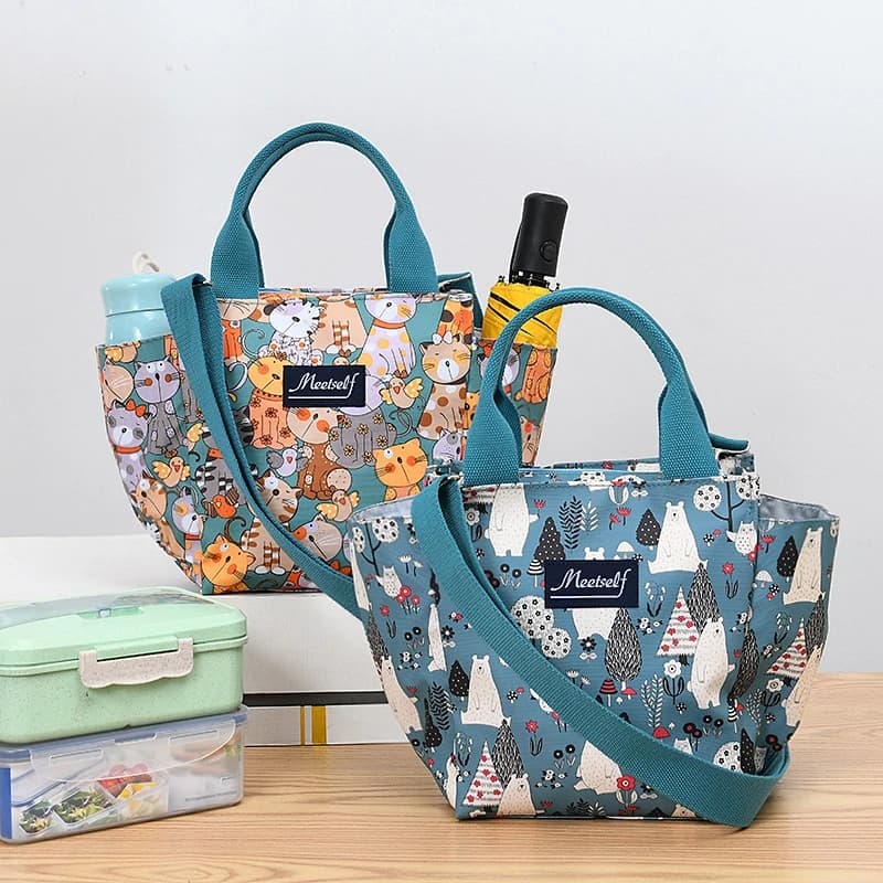 Waterproof Storage Bag with Glass Holders and Sun Doors for Portable Student Lunch Bag
