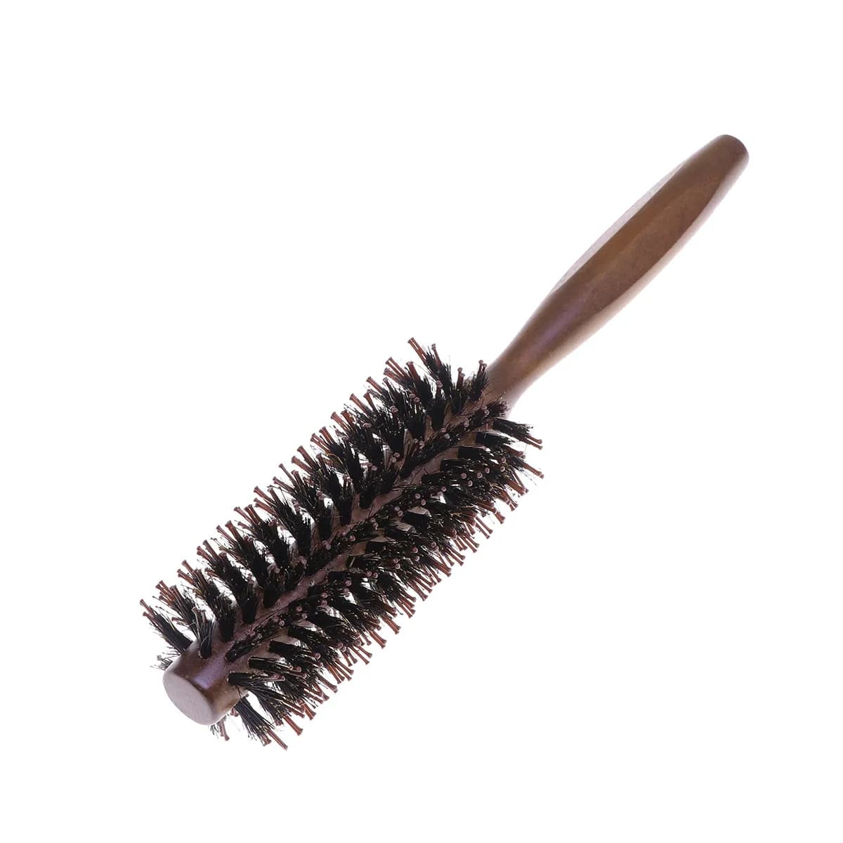 Spazzola Rotonda Professionale in Setole di Cinghiale e Nylon per Asciugatura, Lisciatura, Arricciatura e Styling con Design a Spirale e Manico in Legno