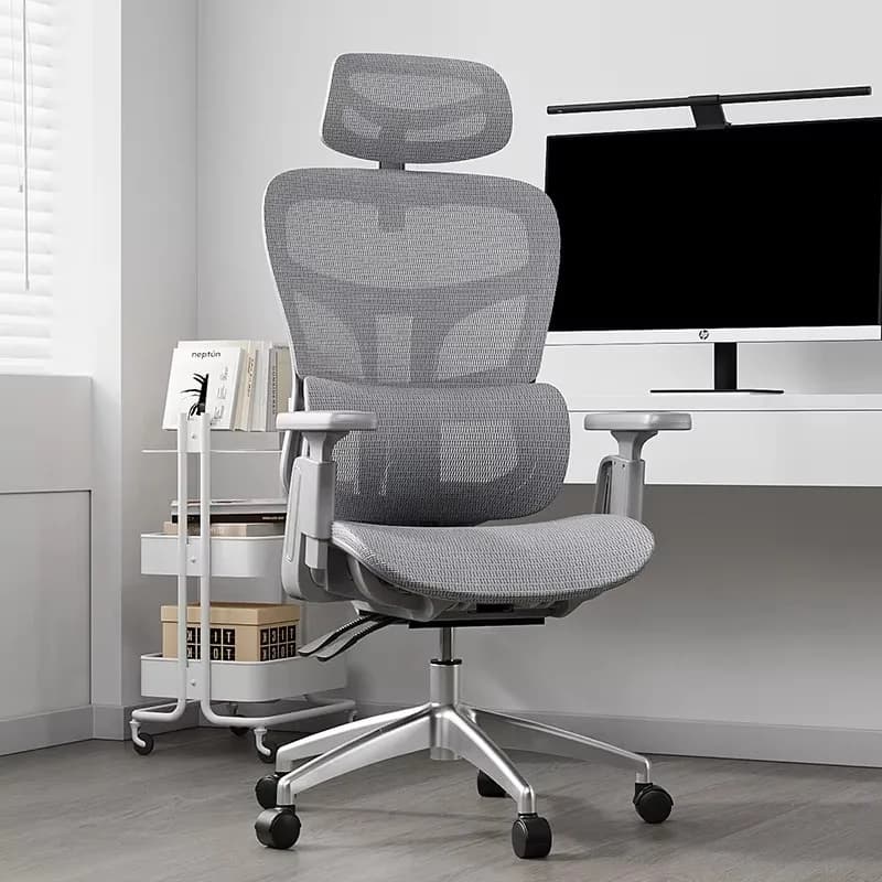 Sedia da Gaming Ergonomica Girevole con Schienale Alto, Sedia da Ufficio Ergonomica in Rete, Sedia Girevole da Ufficio con Ruote in Nylon