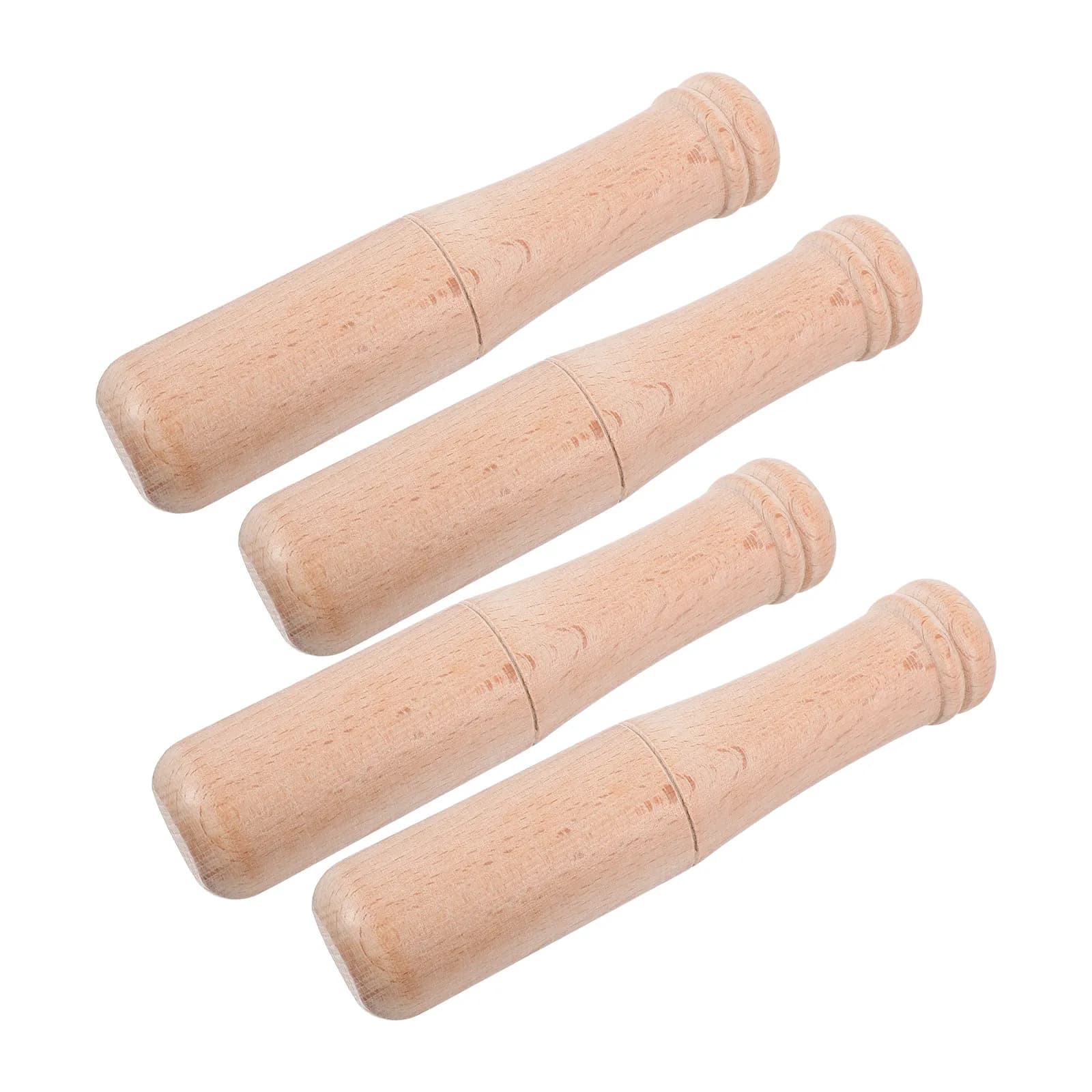 Set di 4 Mortai in Legno Ergonomici per Tritare Aglio, Spezie, Zenzero e Altri Alimenti, Multiuso