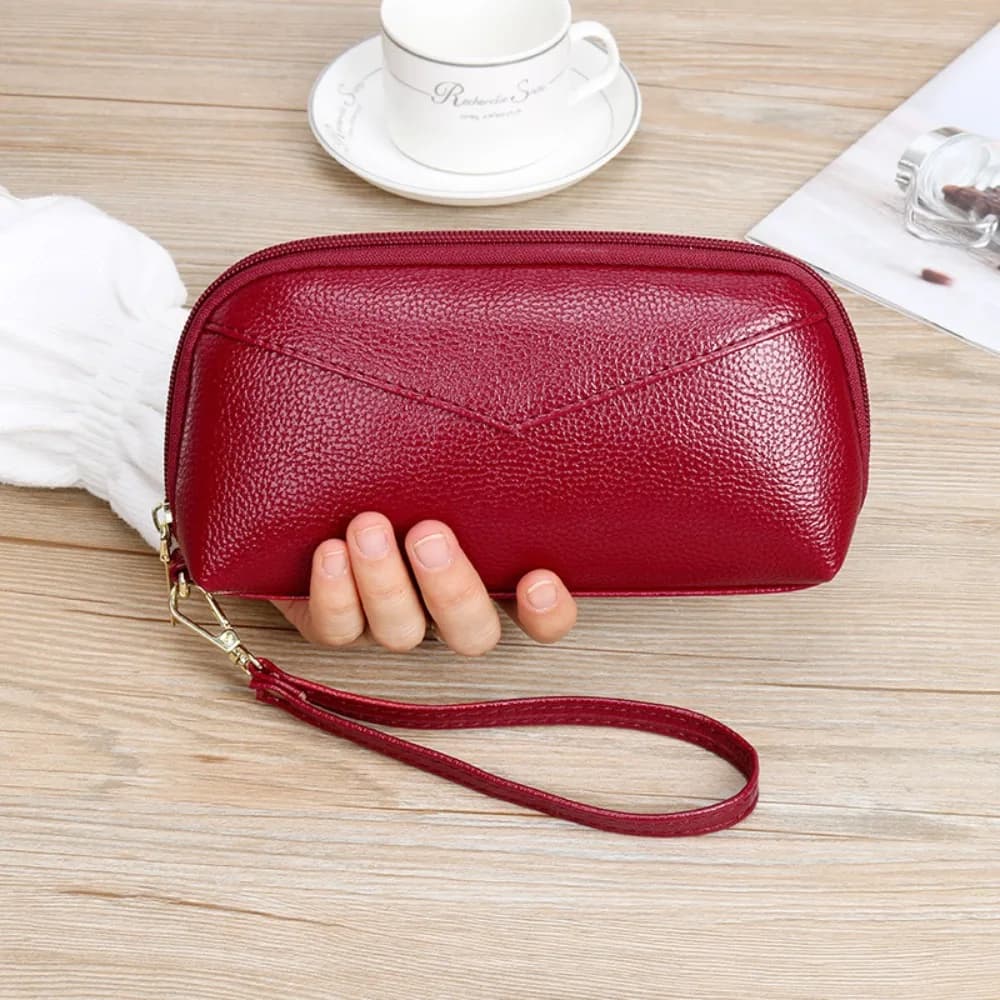 PU Leather Long Wallet Solid Color Patchwork Design Money Clutch Zipper Closure Zipper Coin Purse Women Ladies