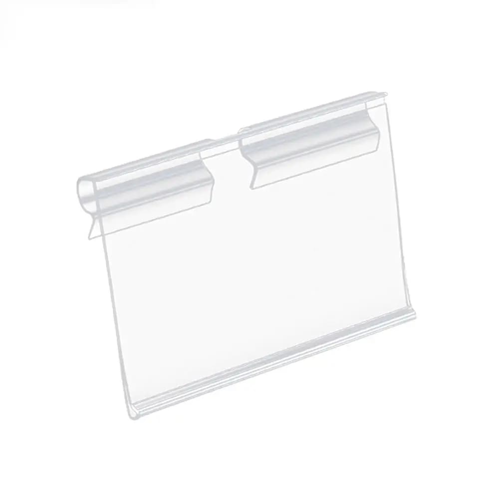 50 pezzi di supporti per cartellini dei prezzi in plastica con gancio a doppia linea, supporti per etichette trasparenti, supporti multifunzionali per cartellini dei prezzi