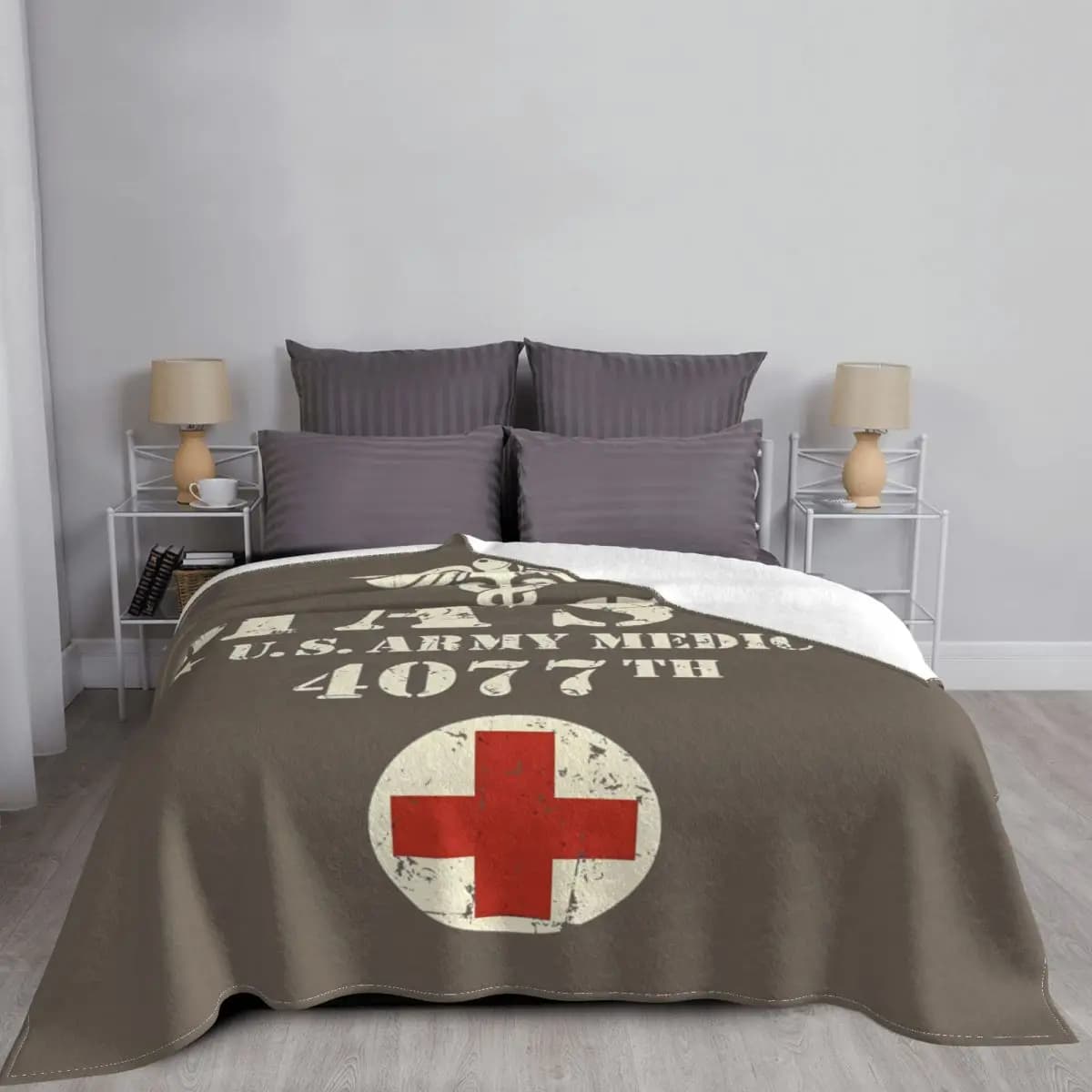 MASH 4077 US Army Medi Blanket Bedspread On The Bed Sofa Cover For Kids