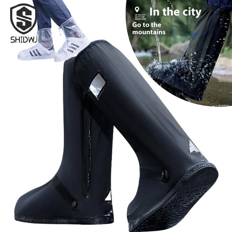 1 paio di copriscarpe per stivali da pioggia, riflettenti, impermeabili, riutilizzabili, per moto, ciclismo, bici, scarpe trasparenti, coperture antipolvere
