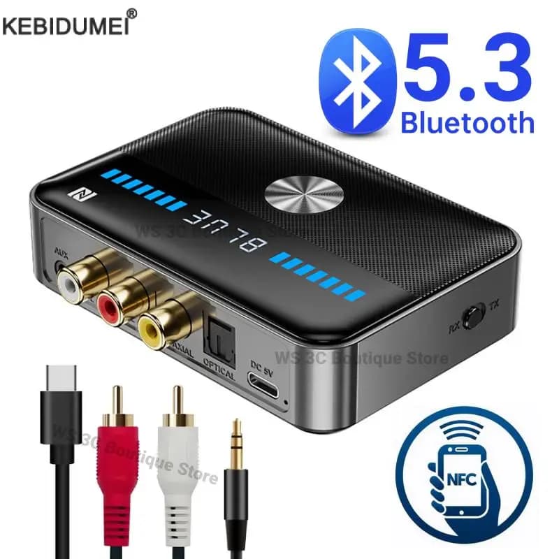 NFC Bluetooth 5.3 Ricevitore Trasmettitore Adattatore audio RGB Convertitore DAC ottico coassiale AUX RCA da 3,5 mm per TV PC Altoparlante per auto