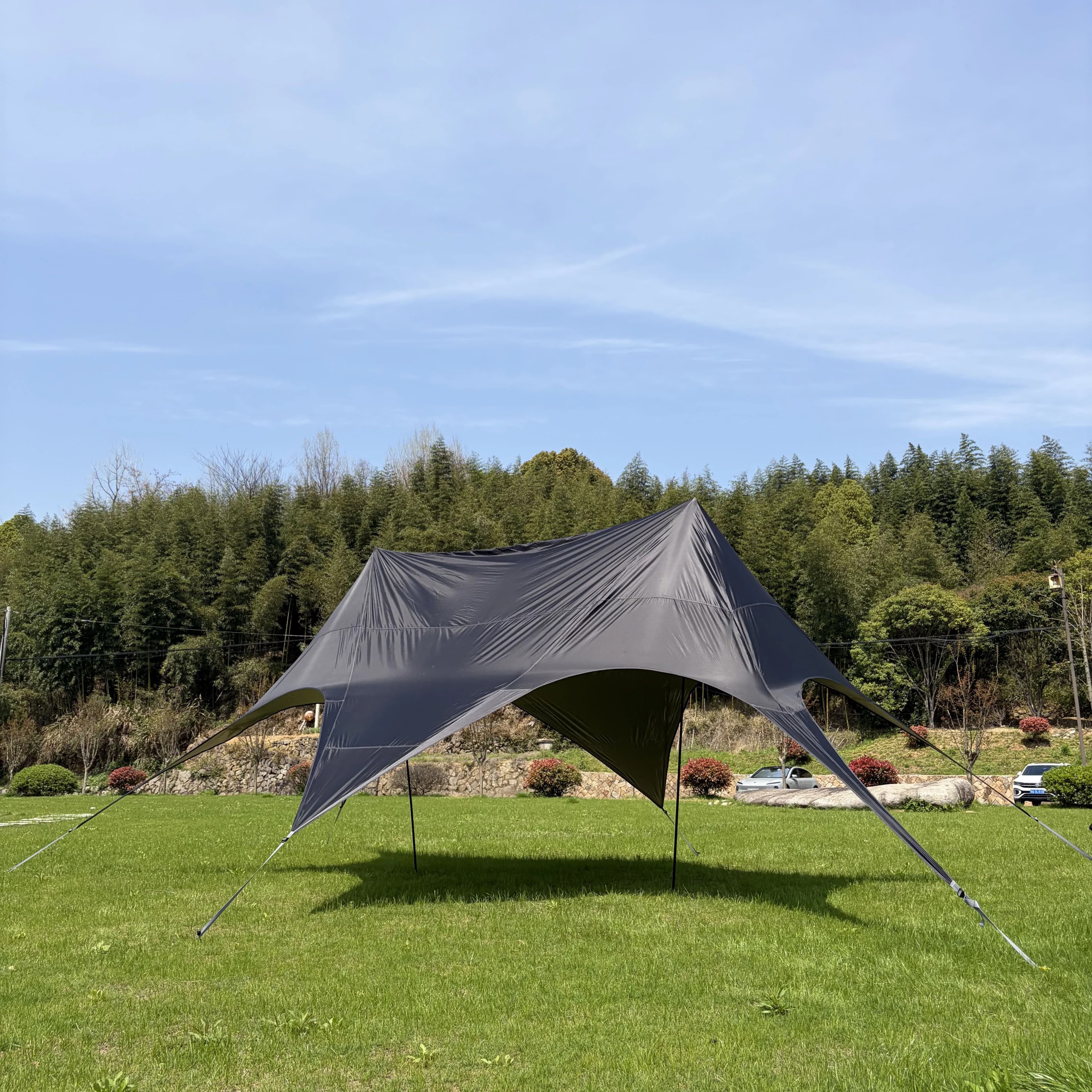 Camping Tarp with Poles,Camping Canopy,Waterproof Tent Tarp | Upgraded No Guyline Design Canopy Tent, Tarp for Camping Outdoor