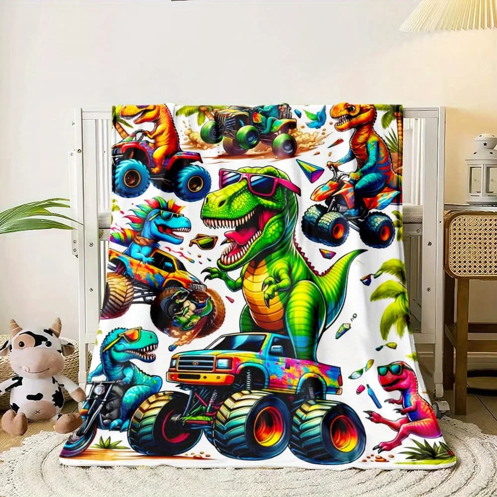 1 pezzo di flanella di dinosauro hip-hop leggero per divano, letto, viaggi, campeggio, ufficio
