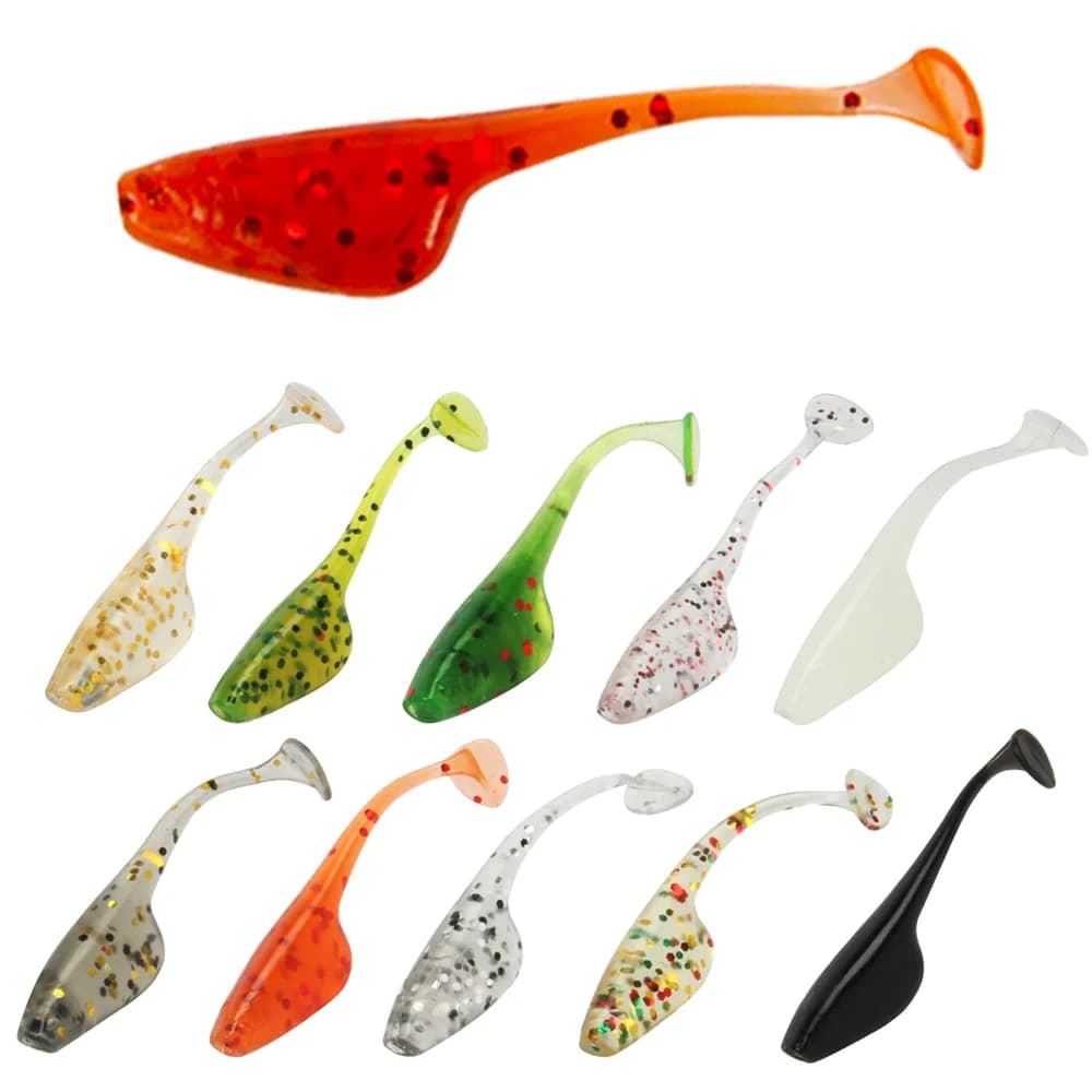 20 pz/pacco Multi-Color 40mm 0.75g Richiamo Morbido Paddle Tremolo Forma Esca PVC