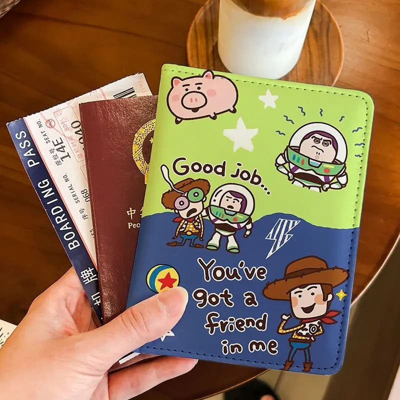 Cute Buzz Lightyear Passport Holder Document Wallet Card Case, Multi-Functional Travel Portable Ticket Organizer, Birthday Gift