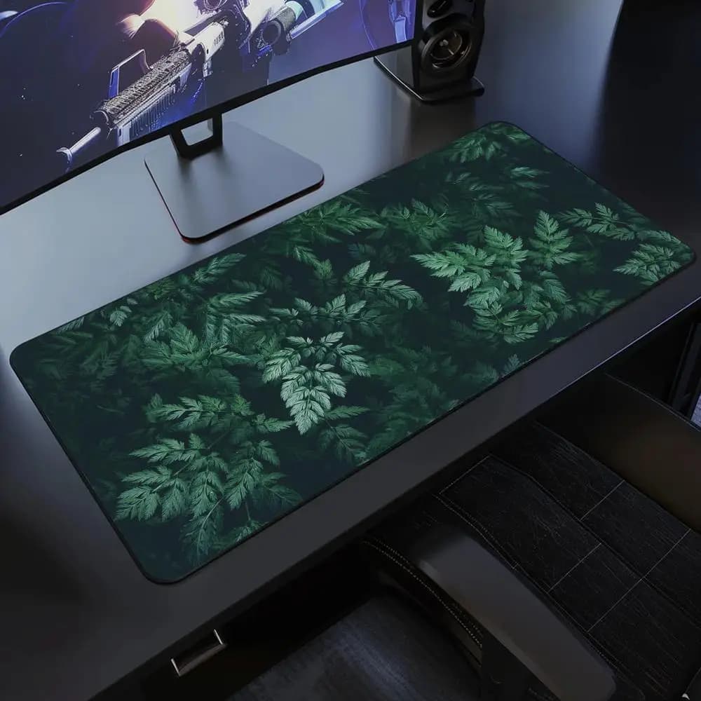 Tappetino per mouse verde pianta tropicale Accessorio per giocatori Tappetino per mouse grande per la casa Tappetino per tastiera e-sport Tappeto morbido Tappetino per computer antiscivolo