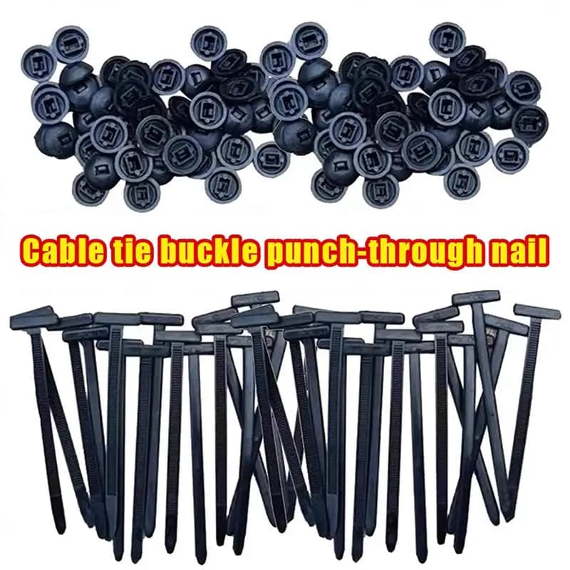 100 Pezzi Fascette Universali in Nylon con Chiusura a Bottone e Fermaglio, Fascette Autobloccanti per Cavi, Cinghie di Fissaggio per Fili