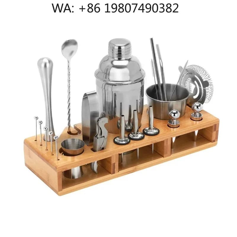 23Pcs Large Capacity Stainless Steel Mixology Bartender Kit Full Cocktail Shaker Bar Accessories For Bar Hotel Commercial Drink