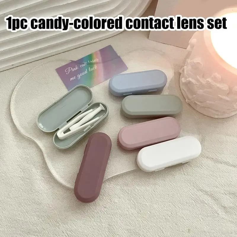 1Pcs Candy Color Contact Lens Case Kit Travel-Friendly Eye Care Box for Soft Lenses Storage and Hygiene