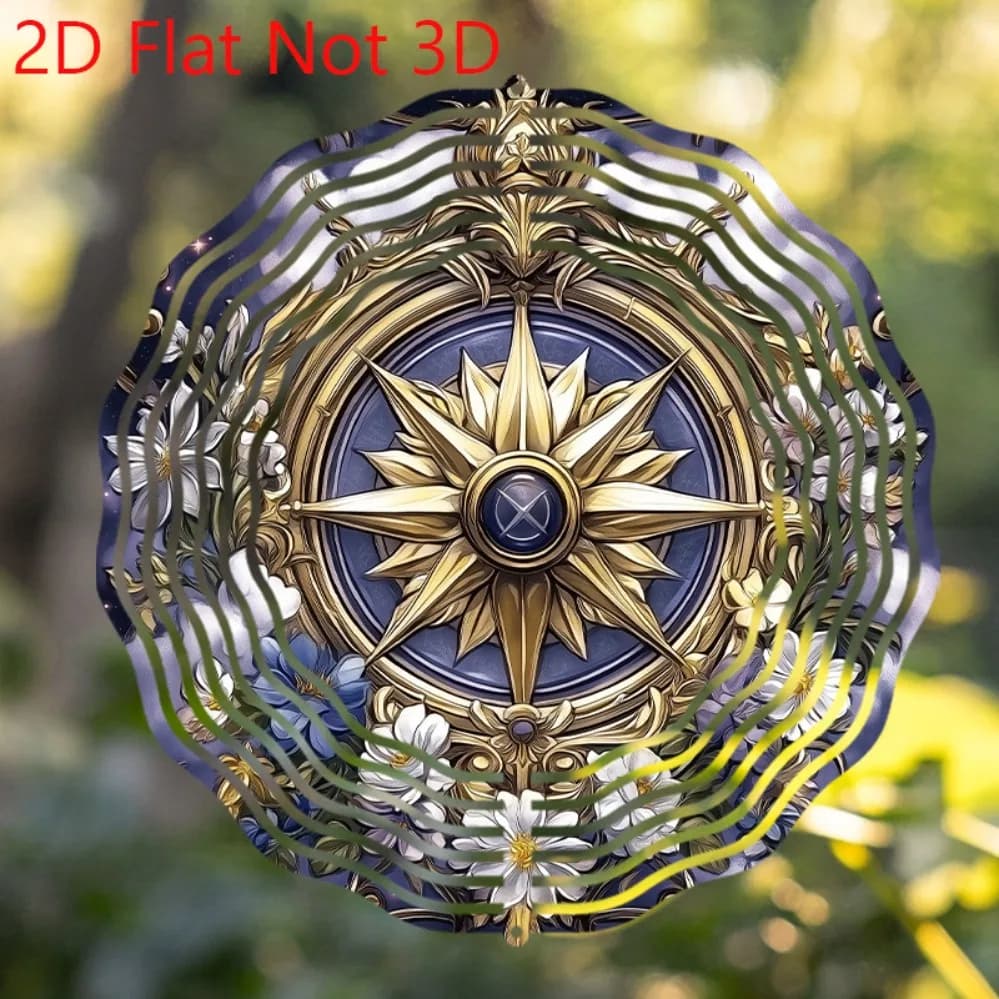 1PC 10" Hanging Wind Spinner, 360° Swivel Compass Wind Chimes for Outdoor Garden Yard Lawn Decor, Unique Rotating Gift